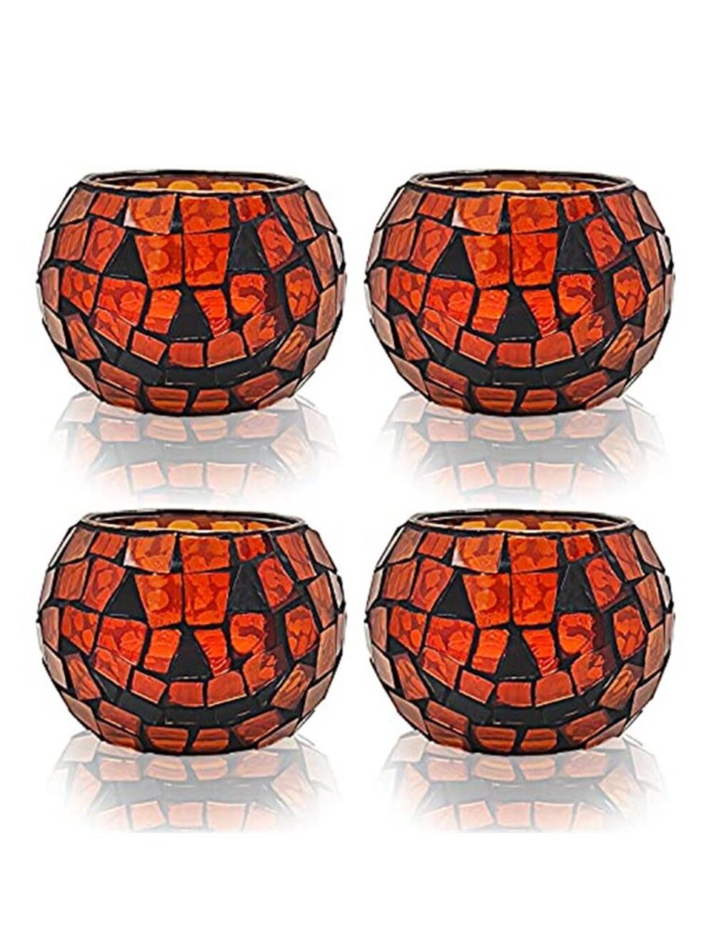 Halloween Candles Holder Set of 4, Grimace Tealight Holders, Handmade